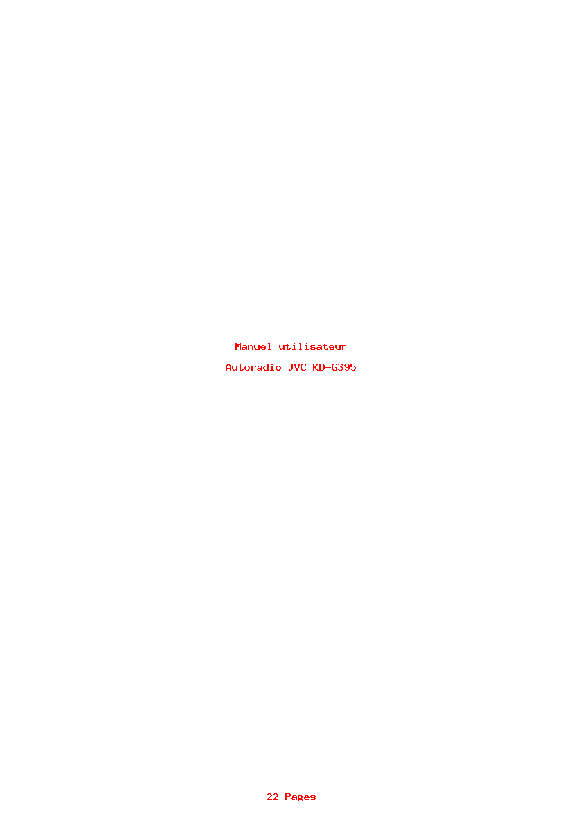 Page 1 de la notice Manuel utilisateur JVC KD-G395