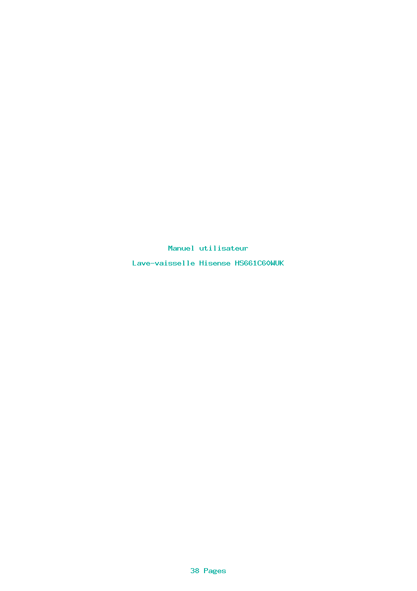 Page 1 de la notice Manuel utilisateur Hisense HS661C60WUK