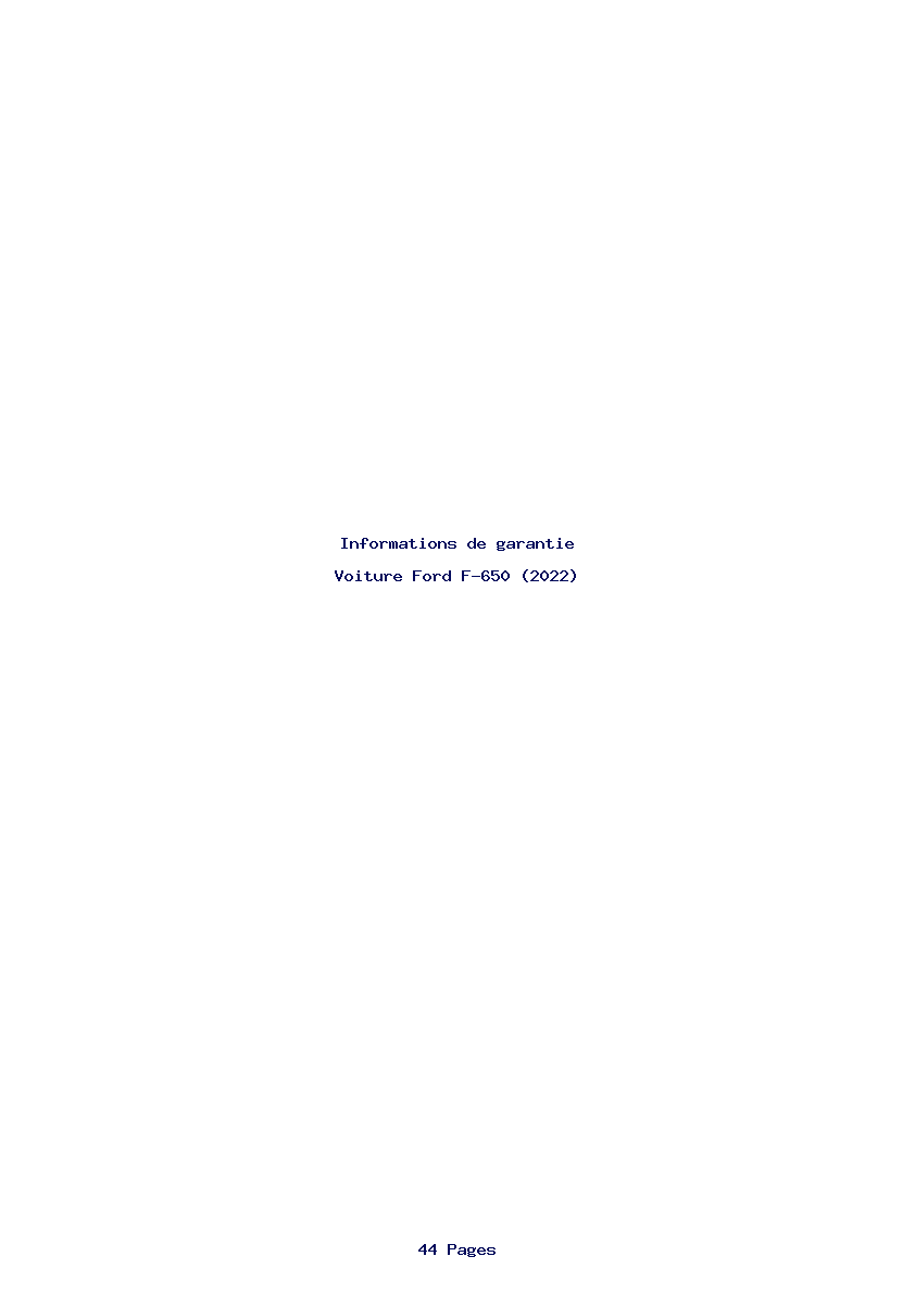 Page 1 de la notice Informations de garantie Ford F-650 (2022)
