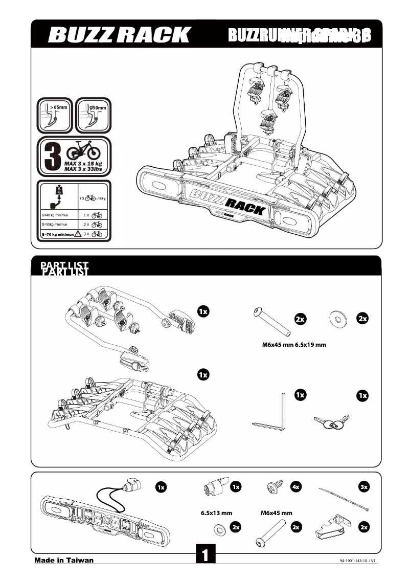 Page 1 de la notice Manuel utilisateur Buzz Rack Buzzrunner Spark 3