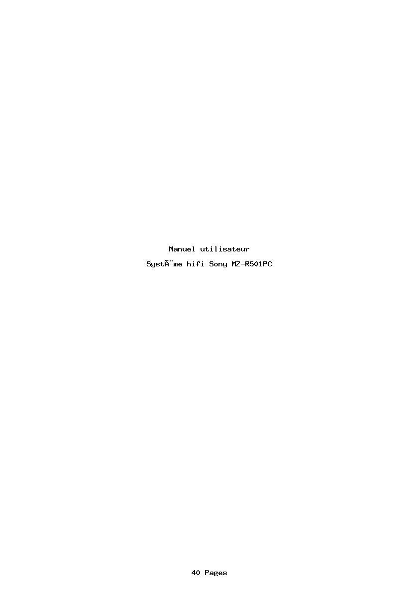 Page 1 de la notice Manuel utilisateur Sony MZ-R501PC