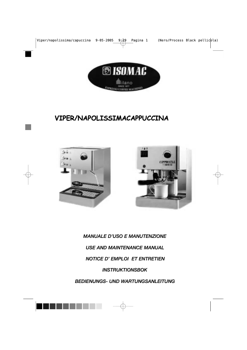 Page 1 de la notice Manuel utilisateur Isomac Cappuccina
