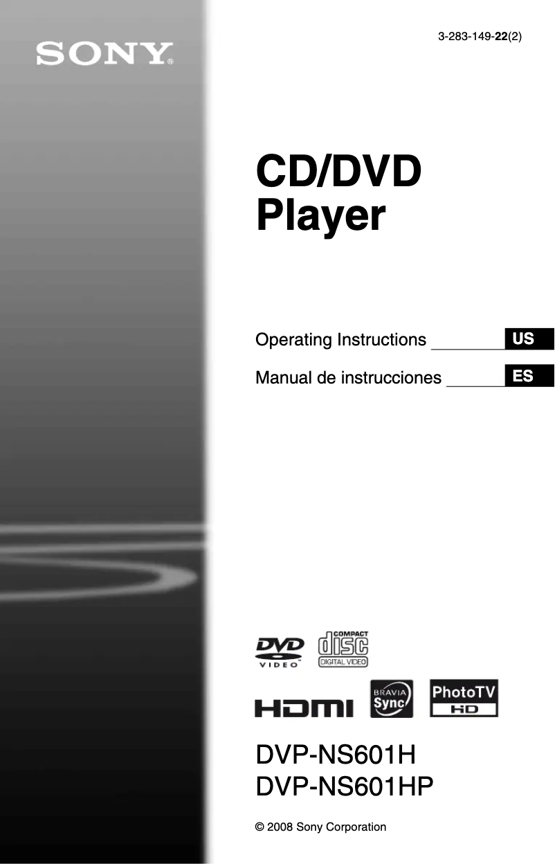 Page 1 de la notice Manuel utilisateur Sony DVP-NS601HP