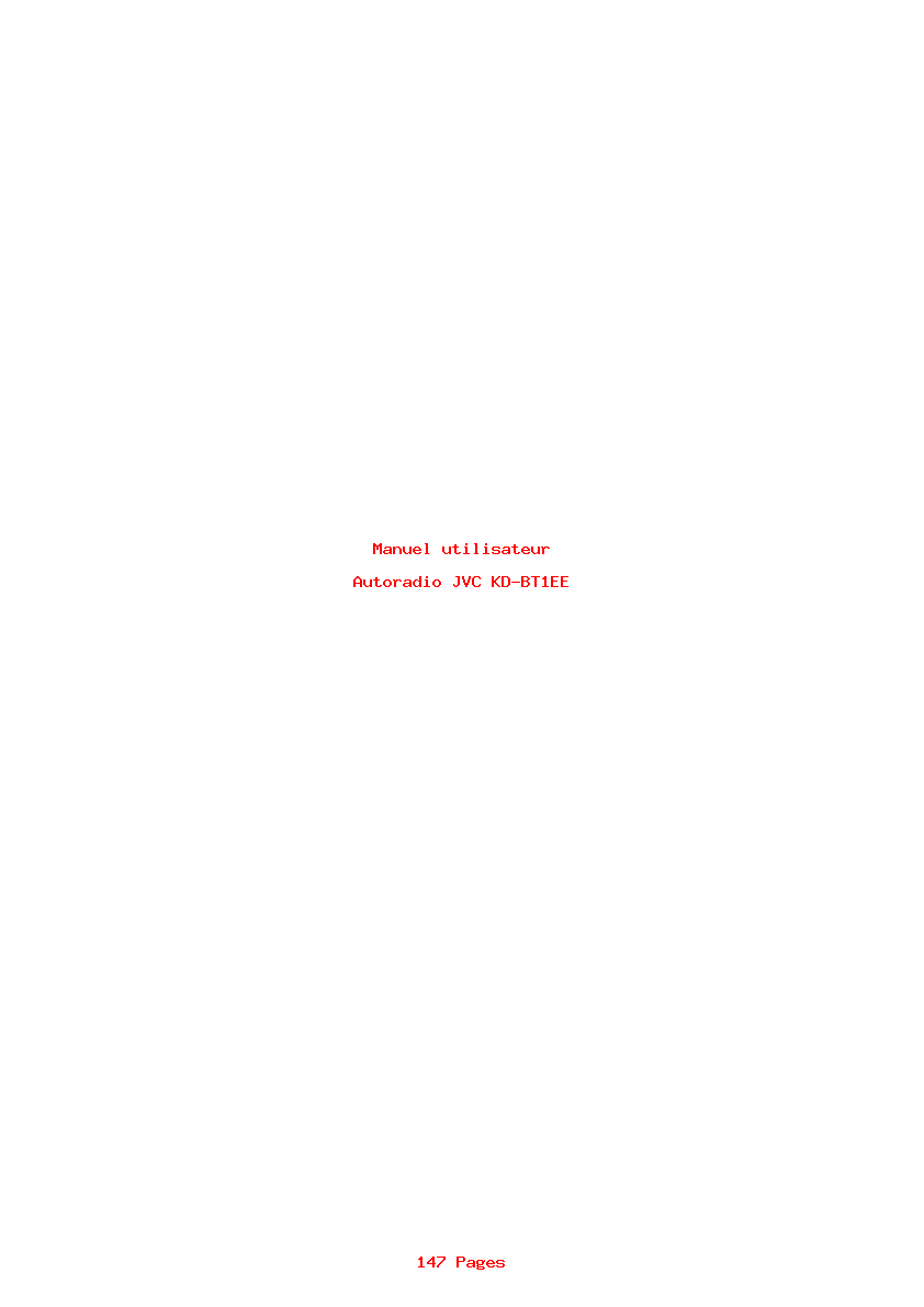 Page 1 de la notice Manuel utilisateur JVC KD-BT1EE