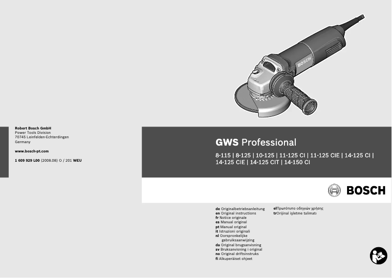 Page 1 of the manual User Manual Bosch GWS 14-125 CIE Professional