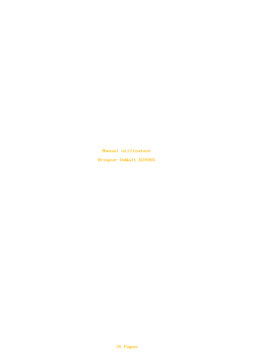 Page 1 de la notice Manuel utilisateur DeWalt D28065
