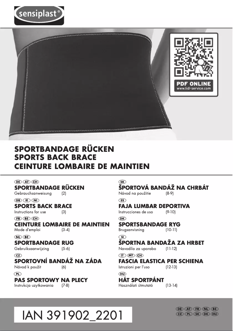 Page 1 de la notice Manuel utilisateur Sensiplast IAN 391902