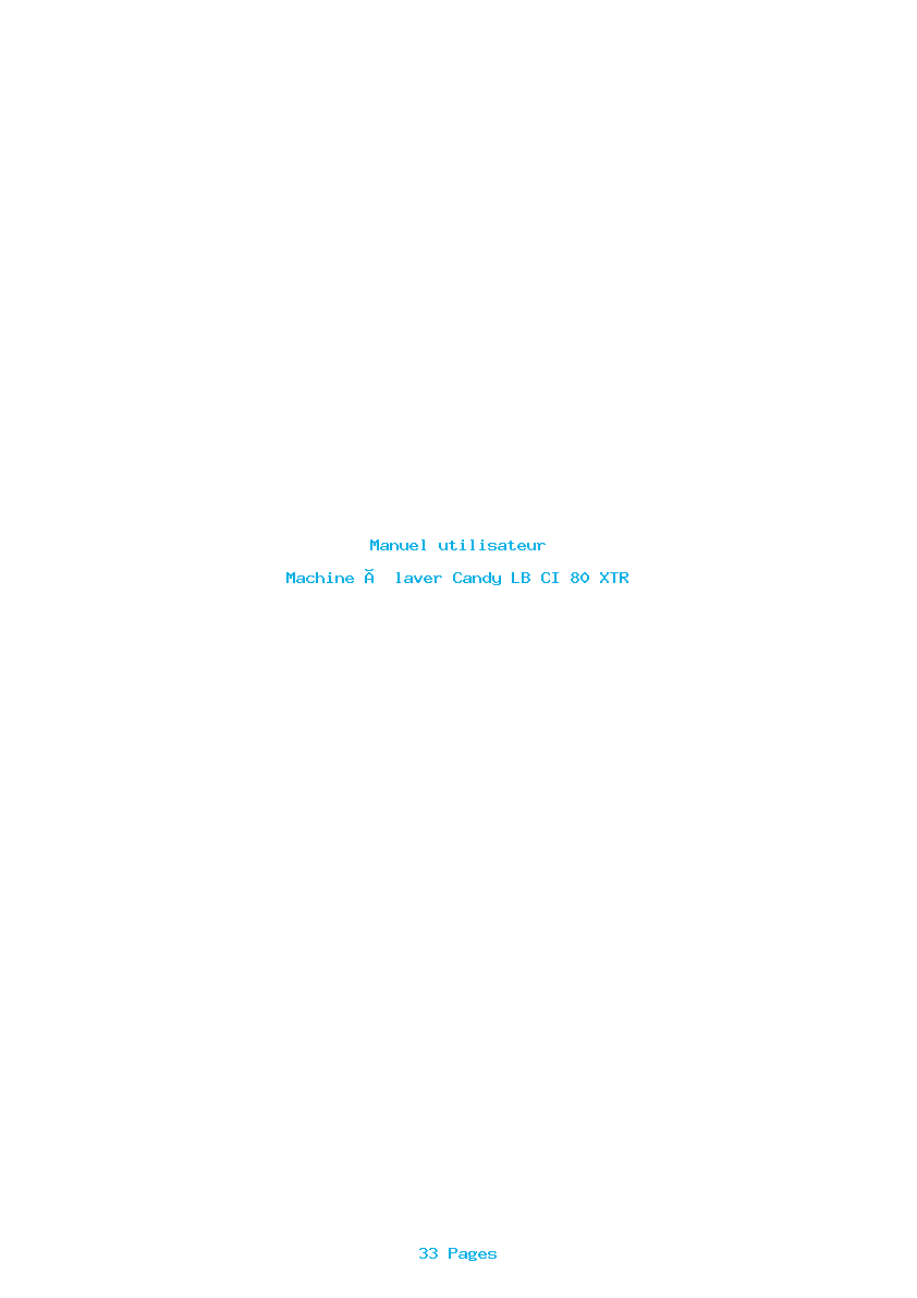 Page 1 de la notice Manuel utilisateur Candy LB CI 80 XTR