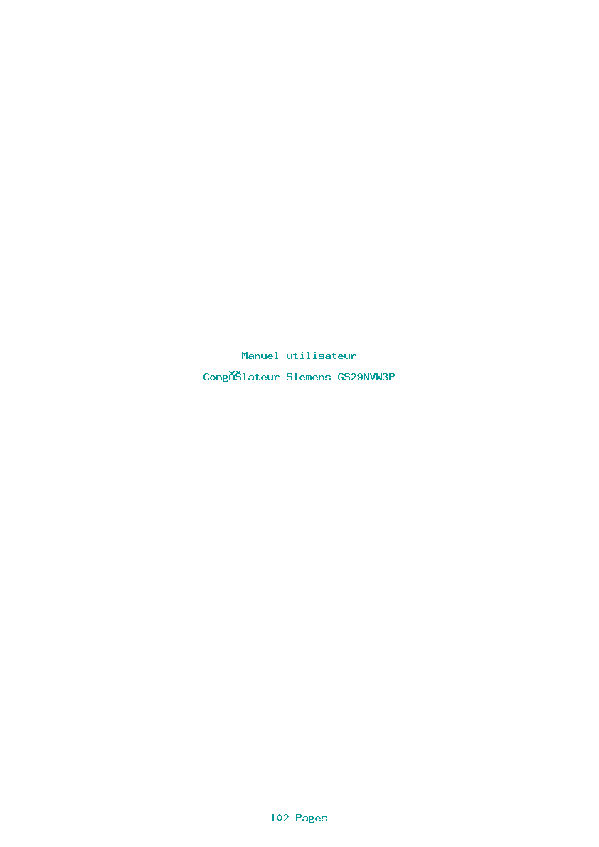 Page 1 de la notice Manuel utilisateur Siemens GS29NVW3P