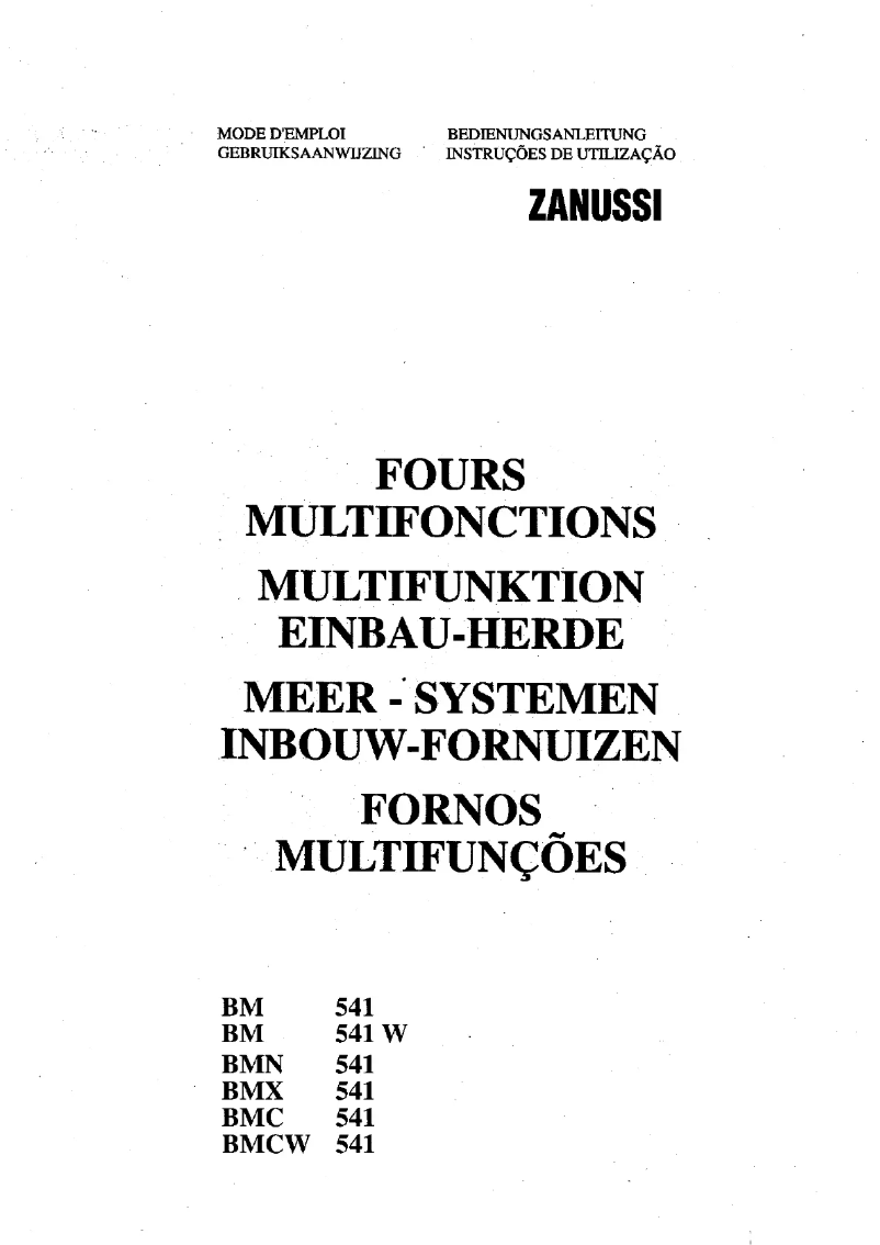 Page 1 de la notice Manuel utilisateur Zanussi BM541