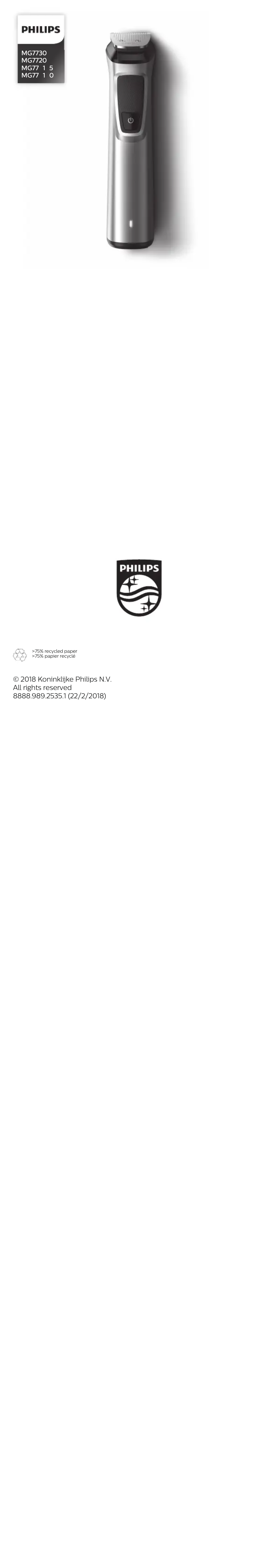 Page 1 de la notice Manuel utilisateur Philips MG7785