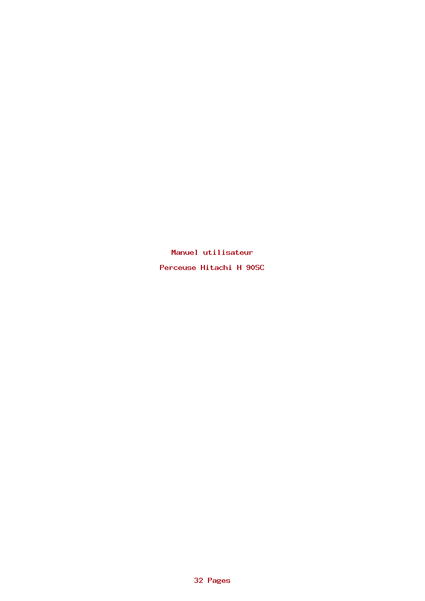Page 1 de la notice Manuel utilisateur Hitachi H 90SC
