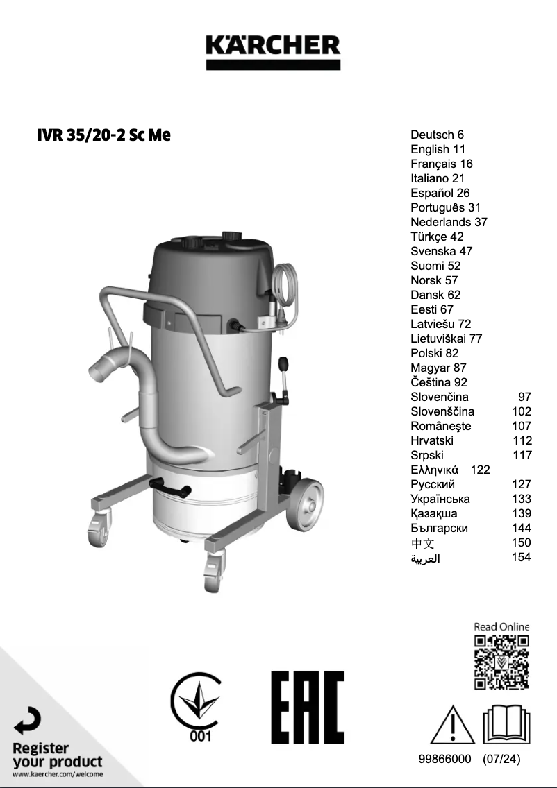 Page 1 de la notice Manuel utilisateur Kärcher IVR 35/20-2 Sc Me