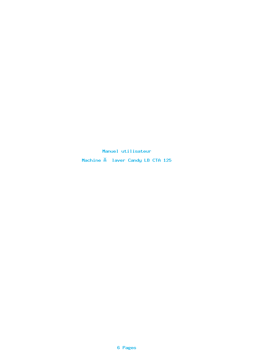 Page 1 de la notice Manuel utilisateur Candy LB CTA 125