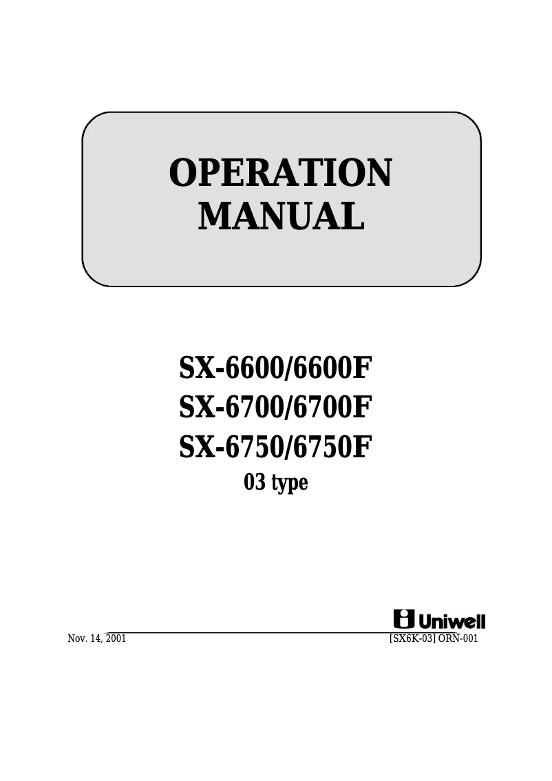 Página 1 del manual Manual de usuario Uniwell SX-6700F