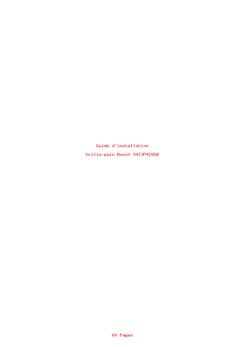 Page 1 de la notice Guide d'installation Bosch TAT3P420GB