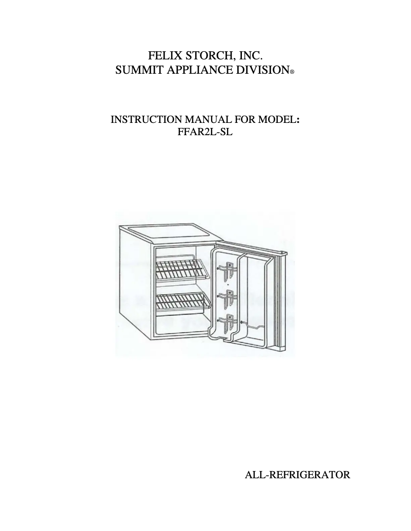 Page 1 de la notice Manuel utilisateur Summit FFAR2L