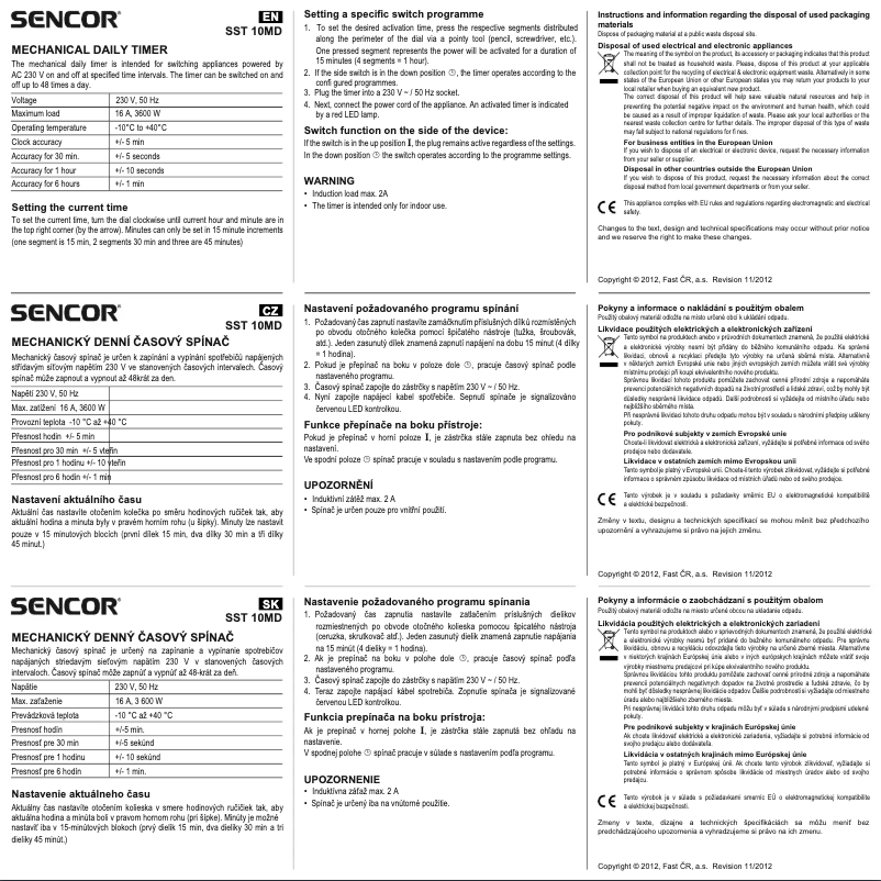Page 1 de la notice Manuel utilisateur Sencor SST 10MD