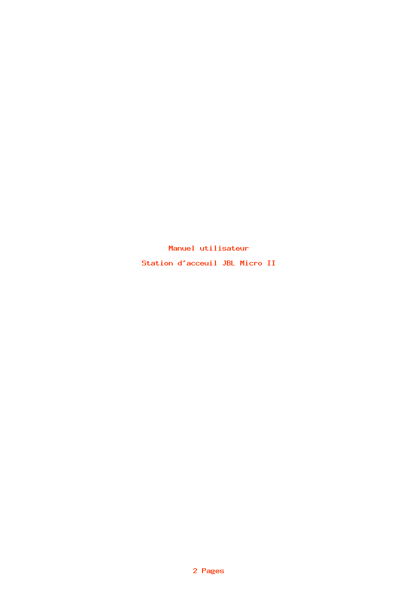 Page 1 de la notice Manuel utilisateur JBL Micro II