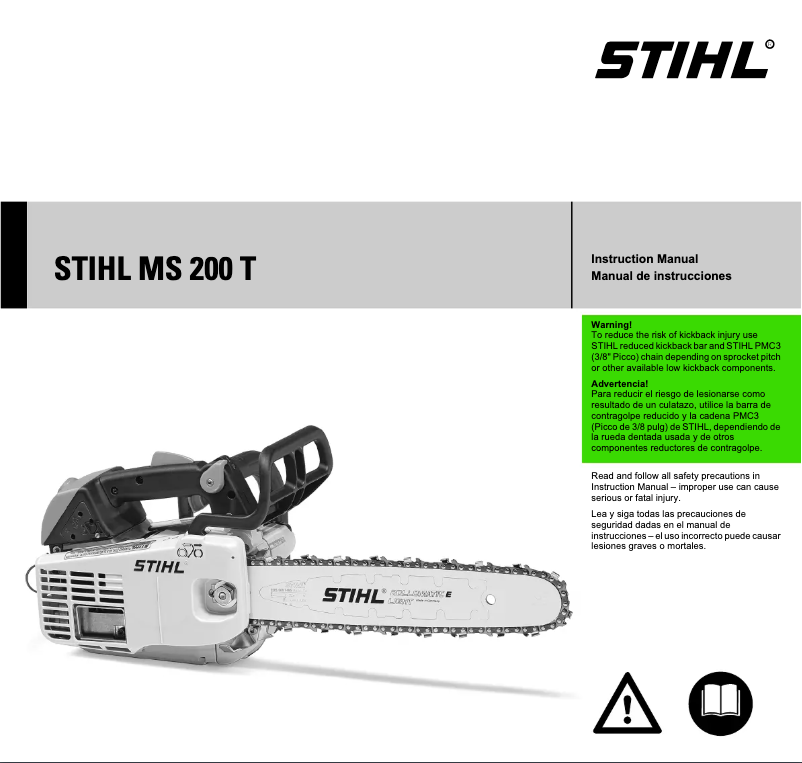 Page 1 de la notice Manuel utilisateur Stihl MS 200 T
