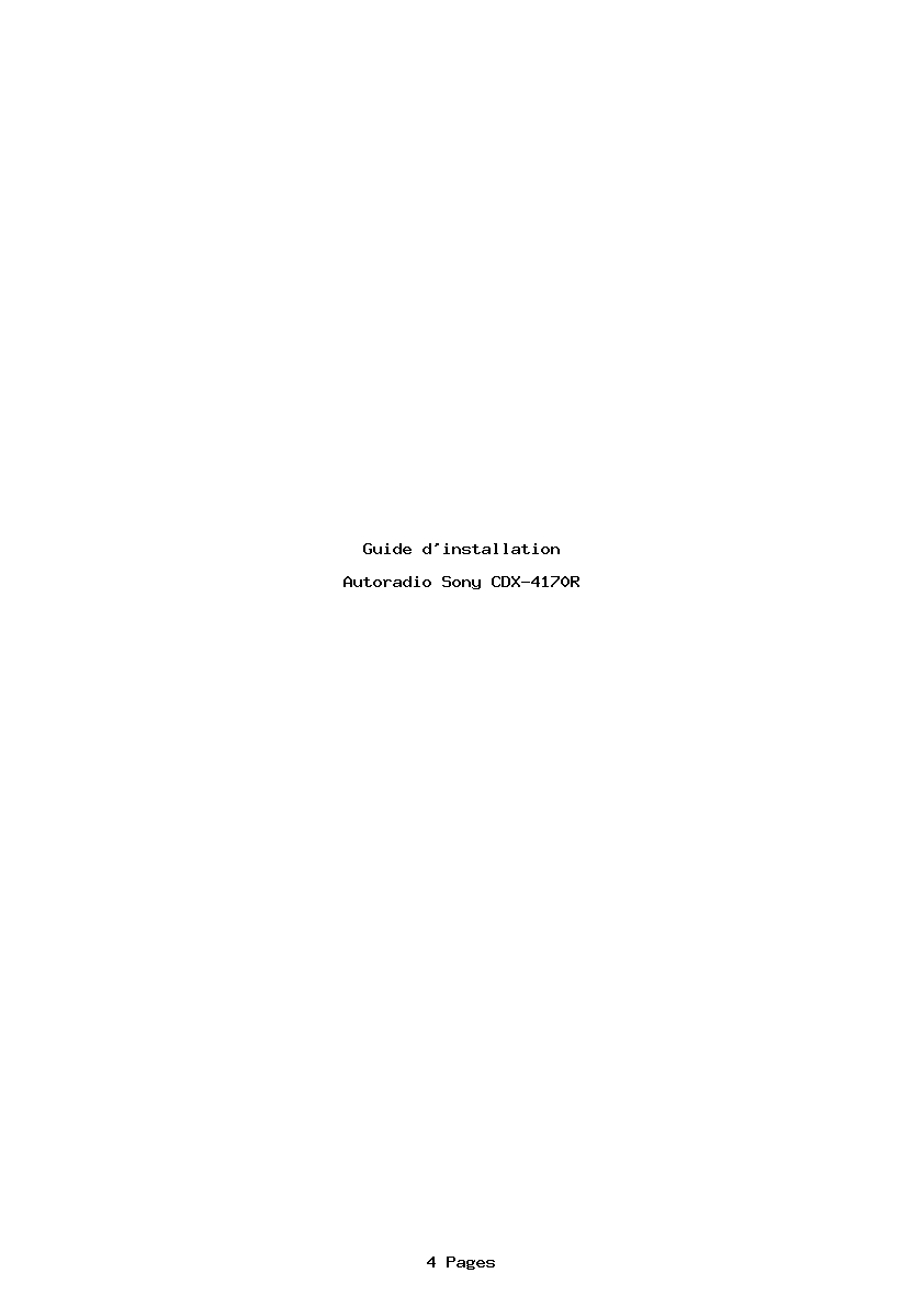 Page 1 de la notice Guide d'installation Sony CDX-4170R