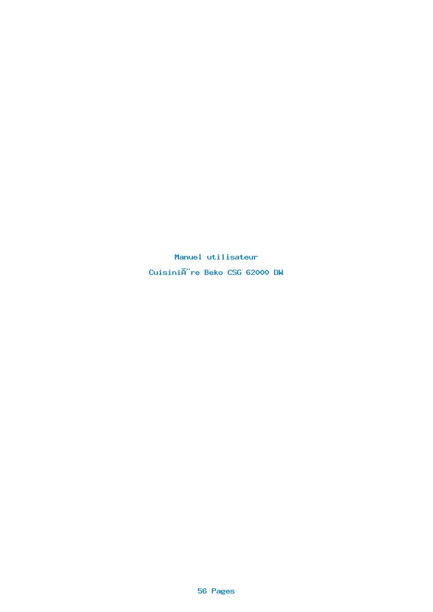 Page 1 de la notice Manuel utilisateur Beko CSG 62000 DW