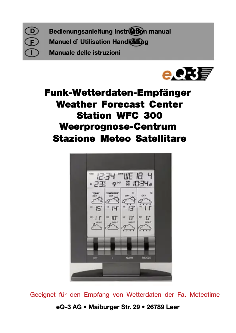 Page 1 of the manual User Manual Hama WFC300