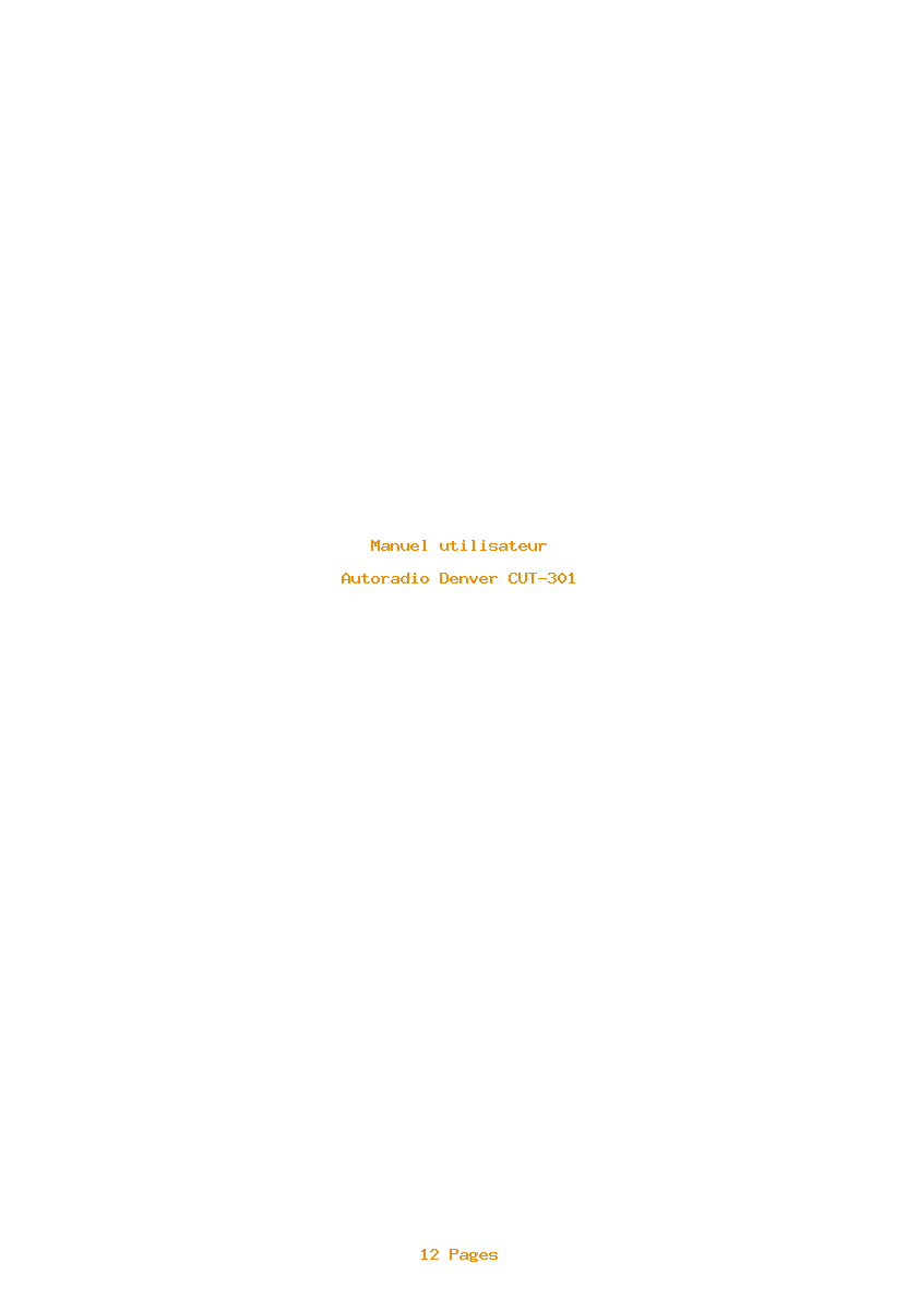 Page 1 de la notice Manuel utilisateur Denver CUT-301