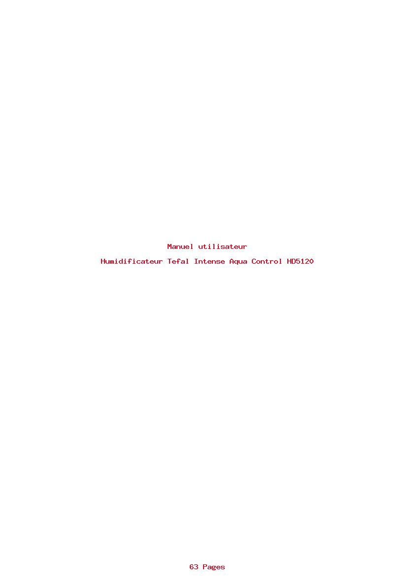 Page 1 de la notice Manuel utilisateur Tefal Intense Aqua Control HD5120