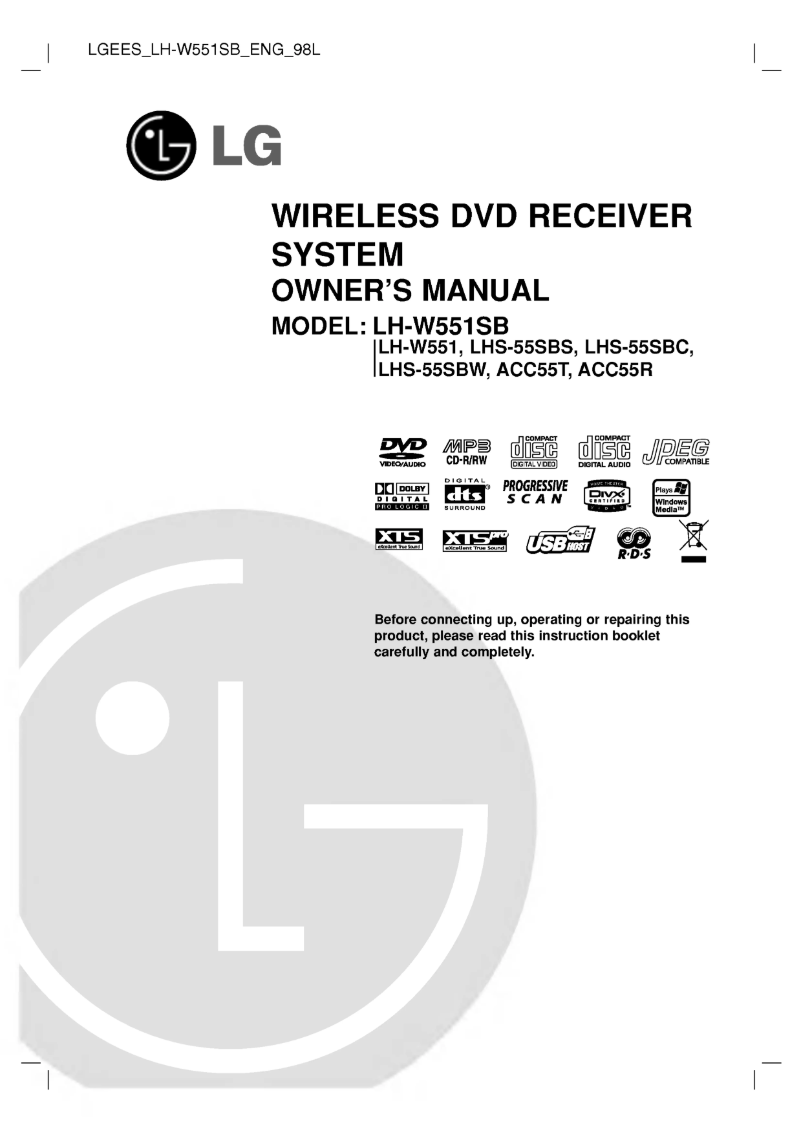 Page 1 de la notice Manuel utilisateur LG LH-W551SB