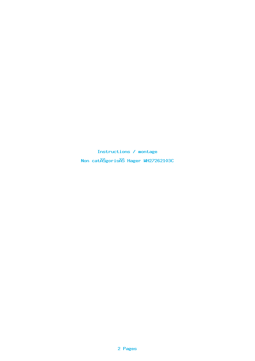 Page 1 de la notice Instructions / montage Hager WH27262103C
