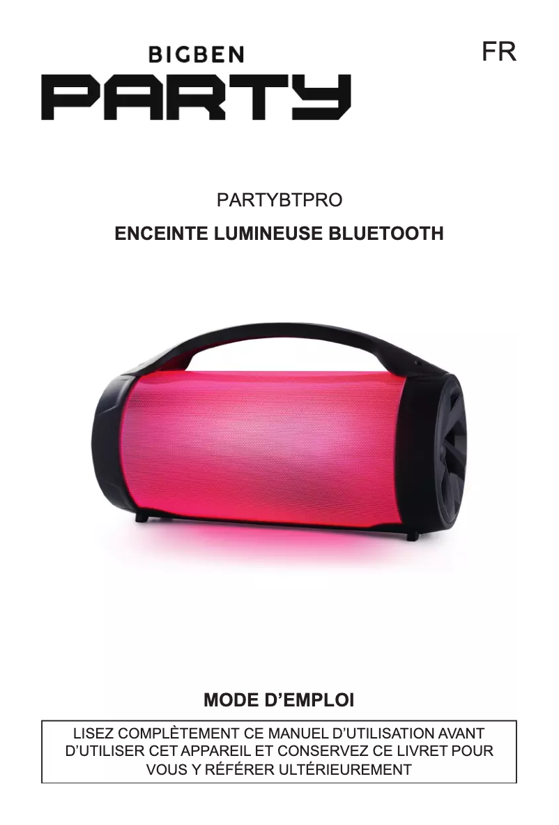 Page 1 de la notice Manuel utilisateur Bigben Party