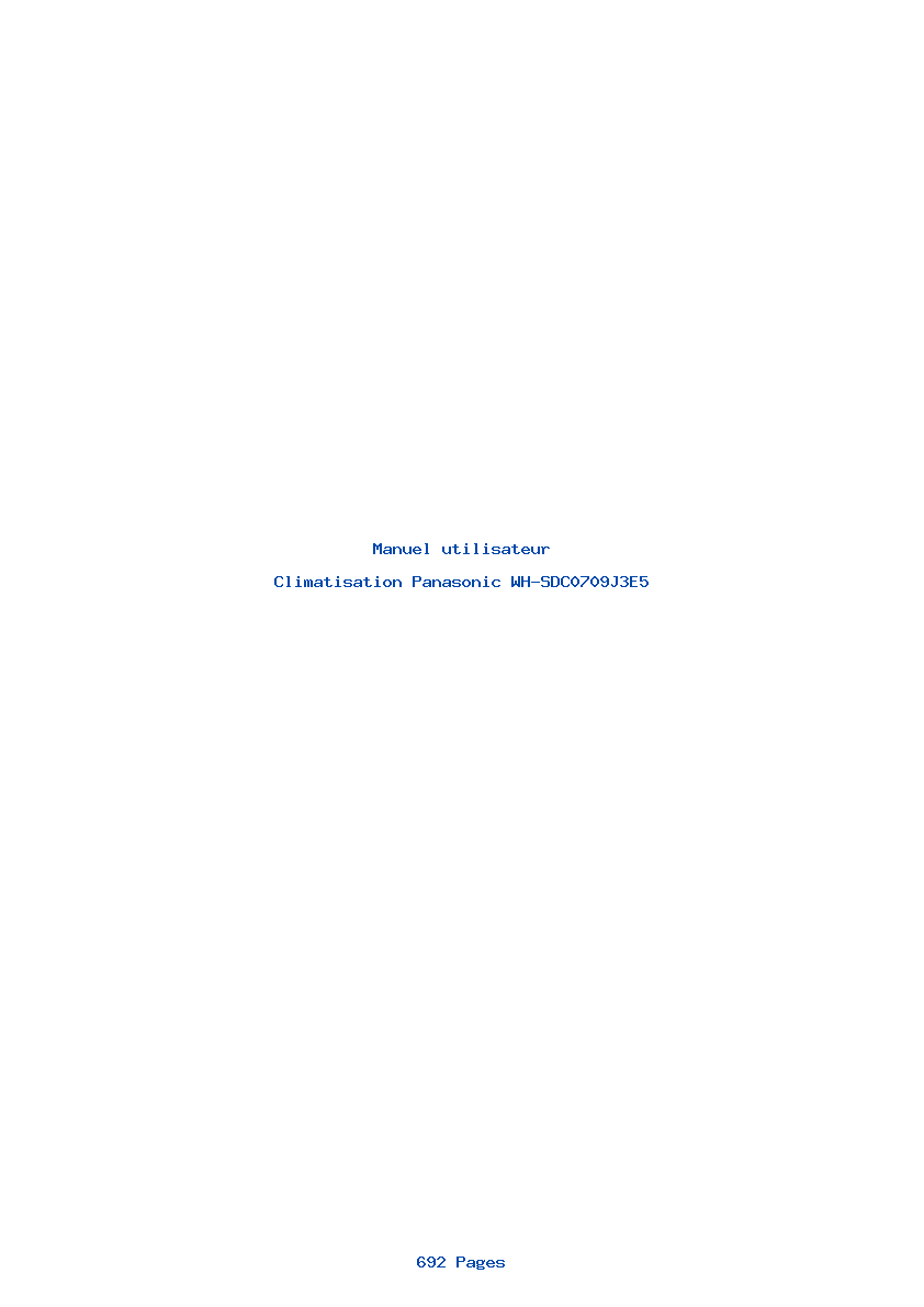 Page 1 de la notice Manuel utilisateur Panasonic WH-SDC0709J3E5