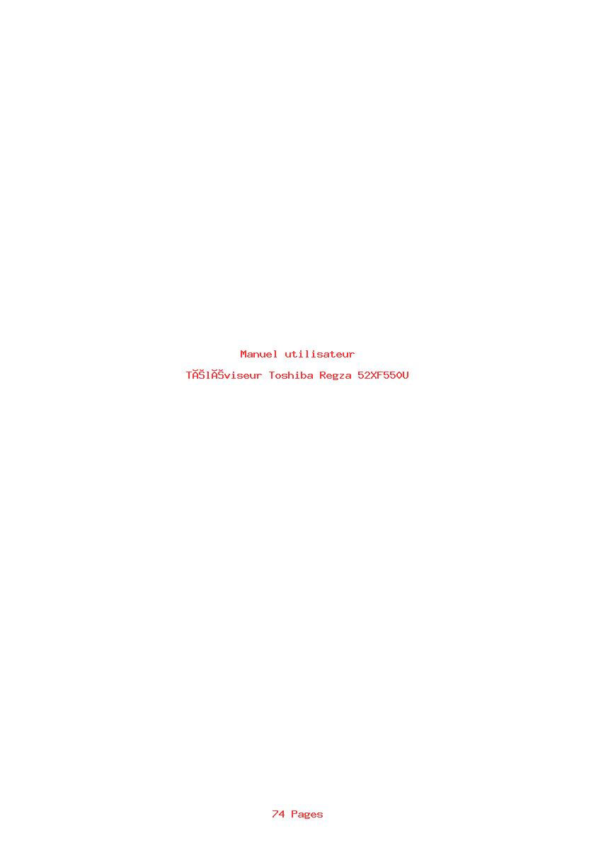 Page 1 de la notice Manuel utilisateur Toshiba Regza 52XF550U