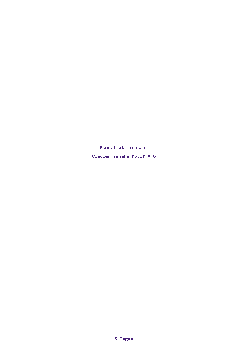 Page 1 de la notice Manuel utilisateur Yamaha Motif XF6