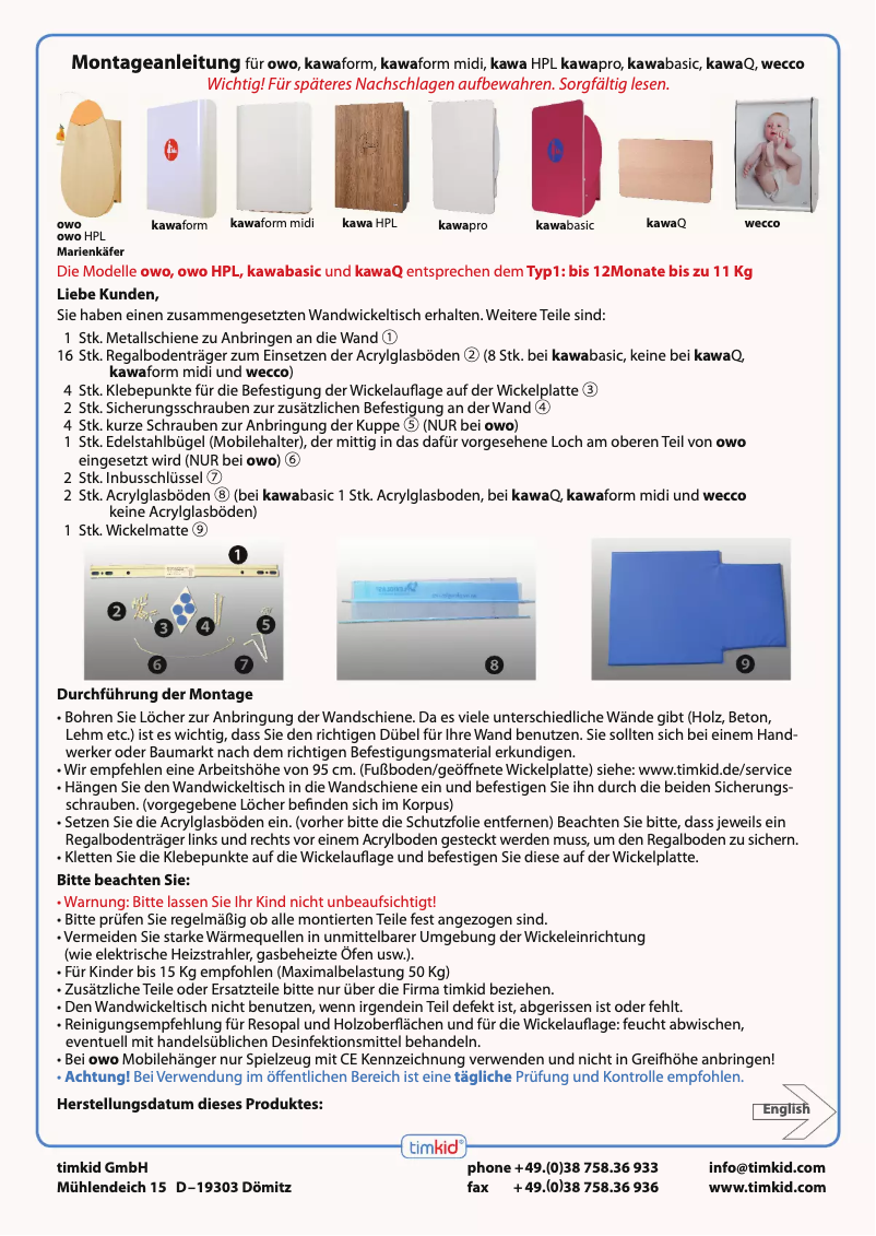 Page 1 de la notice Manuel utilisateur Timkid Wecco