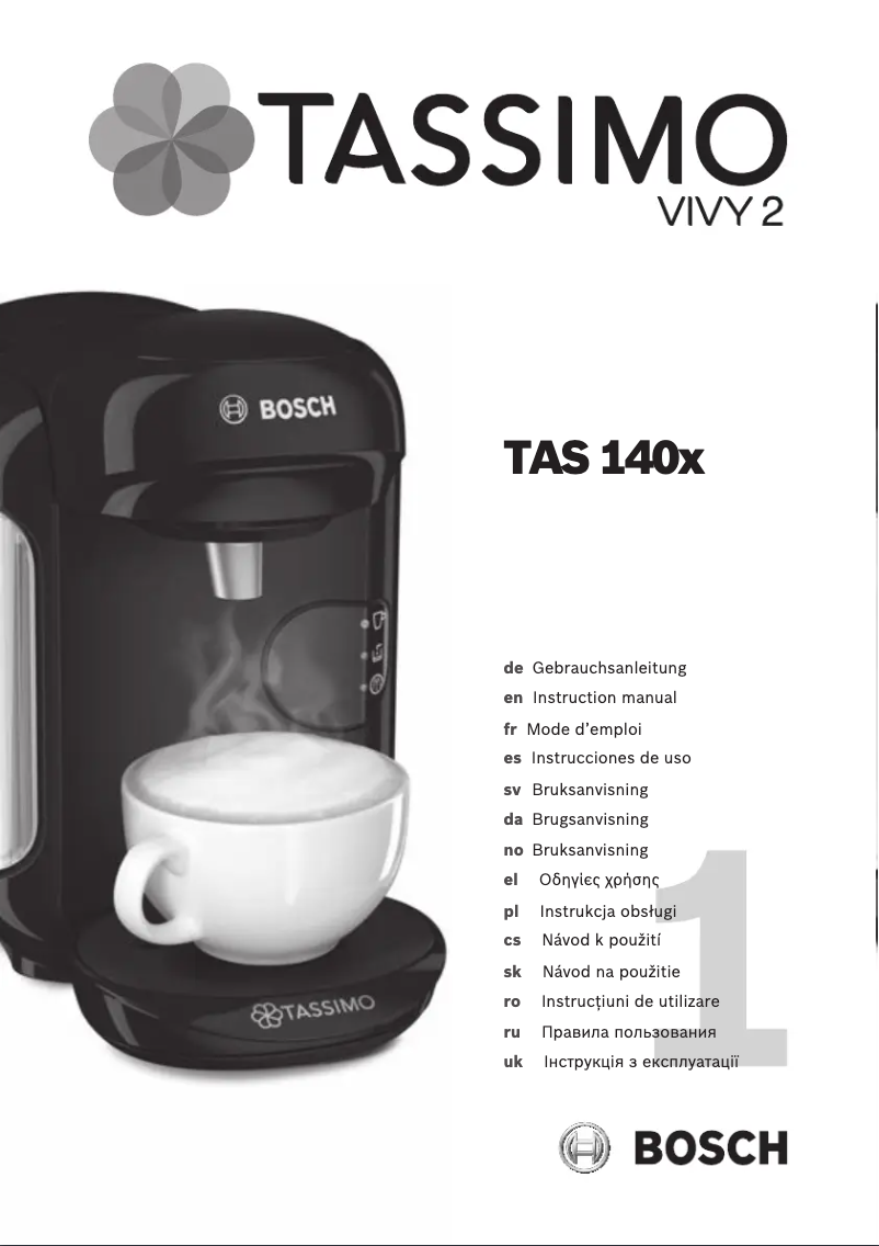 Page 1 of the manual User Manual Bosch Tassimo TAS1401