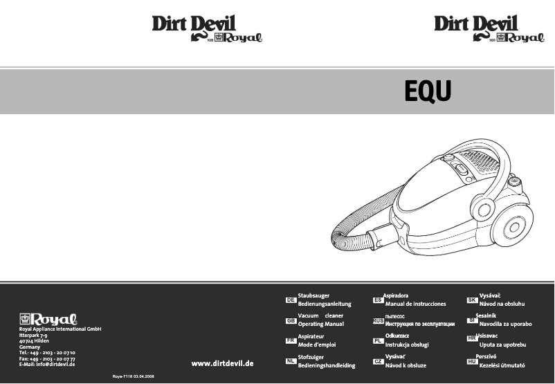Page 1 of the manual User Manual Dirt Devil M7100-3