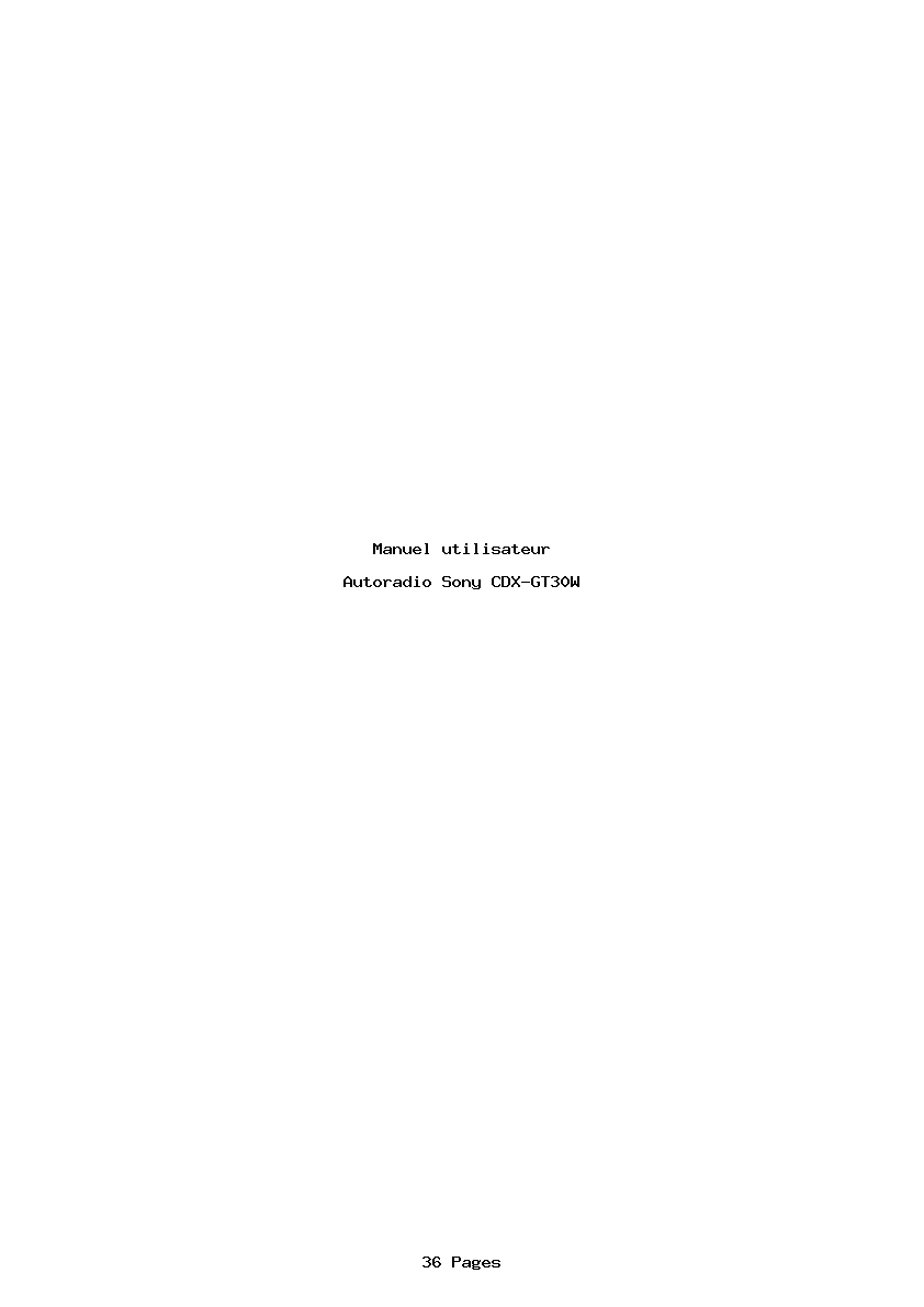 Page 1 de la notice Manuel utilisateur Sony CDX-GT30W