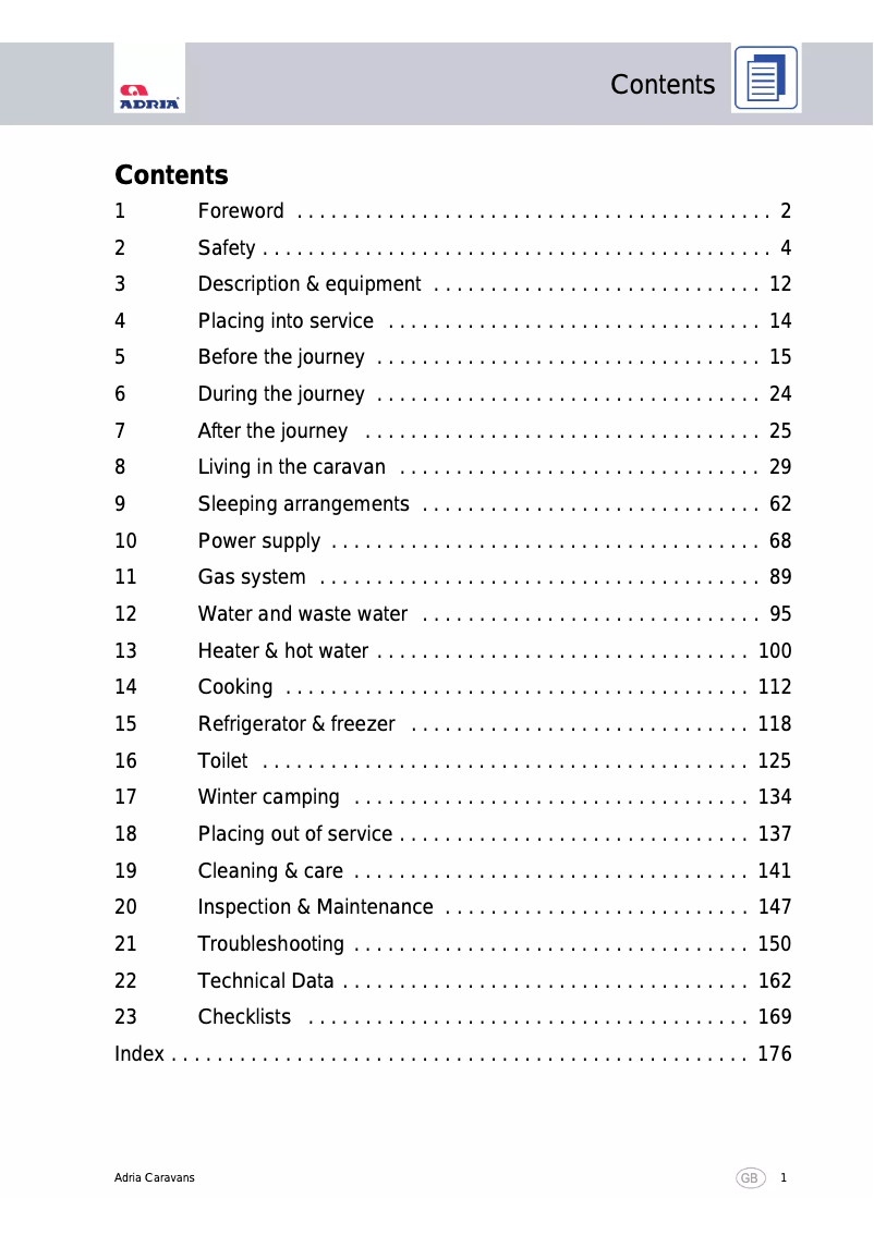 Page 1 de la notice Manuel utilisateur Adria Astella 663 (2012)
