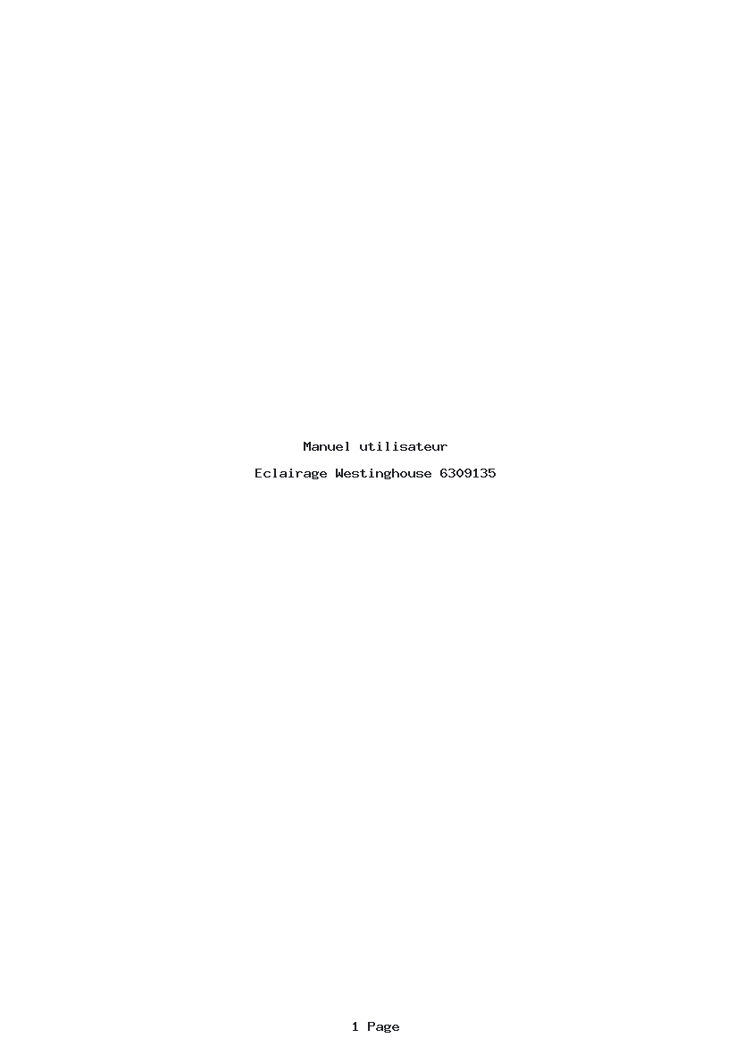 Page 1 de la notice Manuel utilisateur Westinghouse 6309135