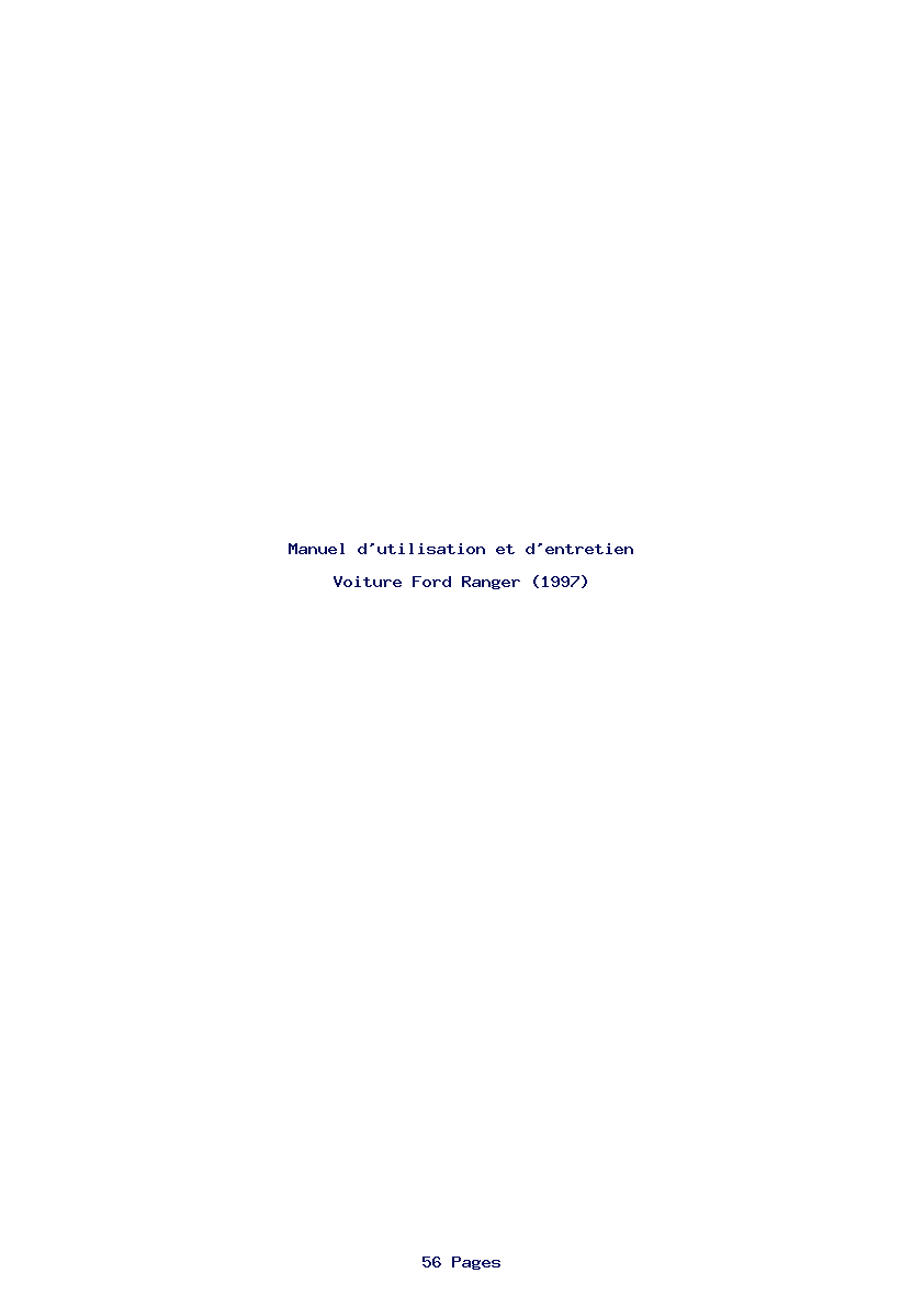 Page 1 de la notice Manuel d'utilisation et d'entretien Ford Ranger (1997)