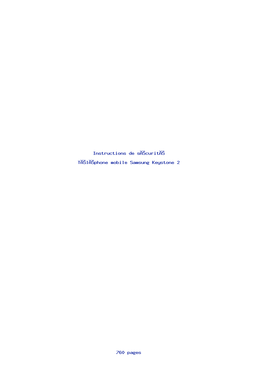 Page 1 de la notice Instructions de sécurité Samsung Keystone 2