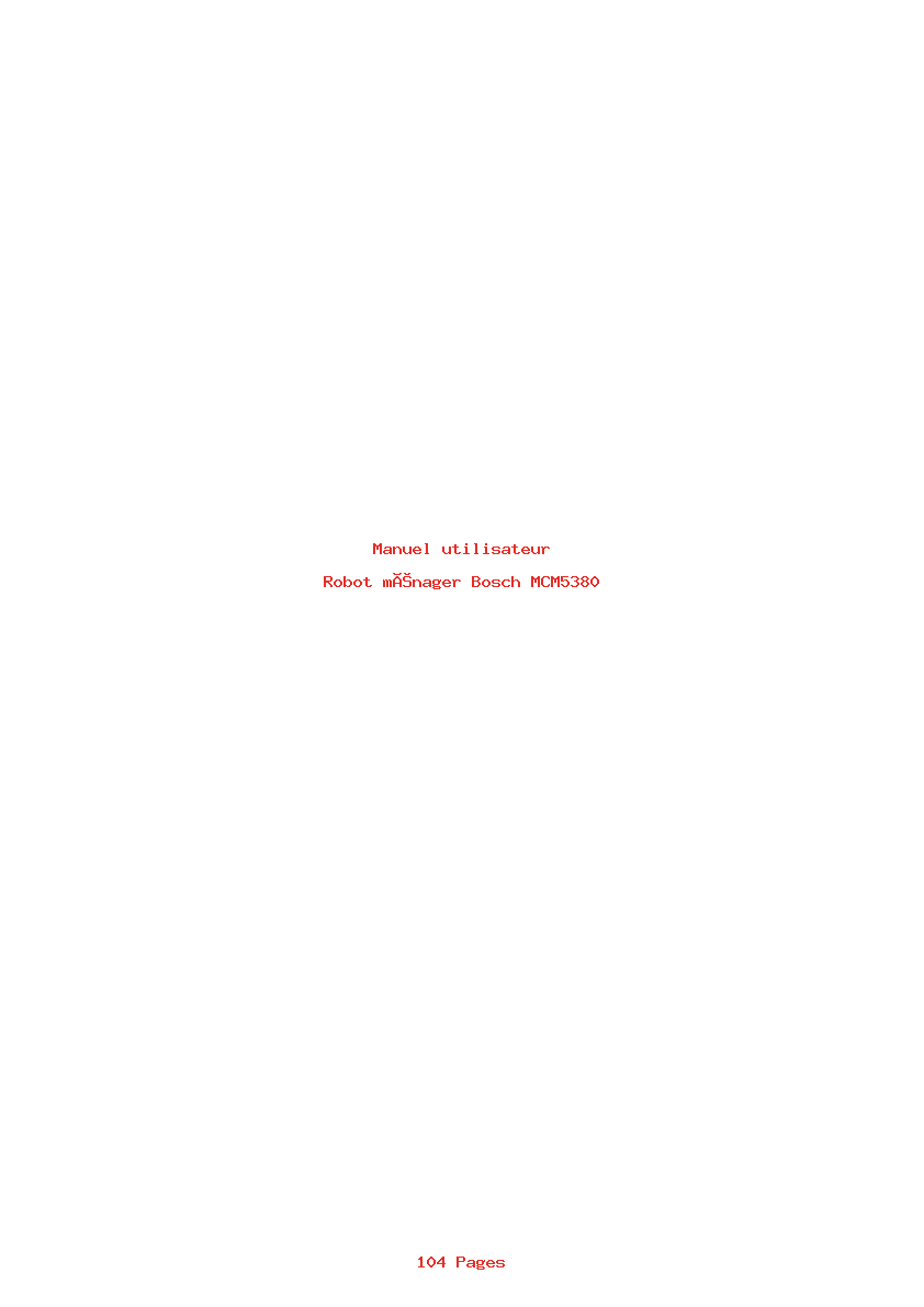 Page 1 de la notice Manuel utilisateur Bosch MCM5380