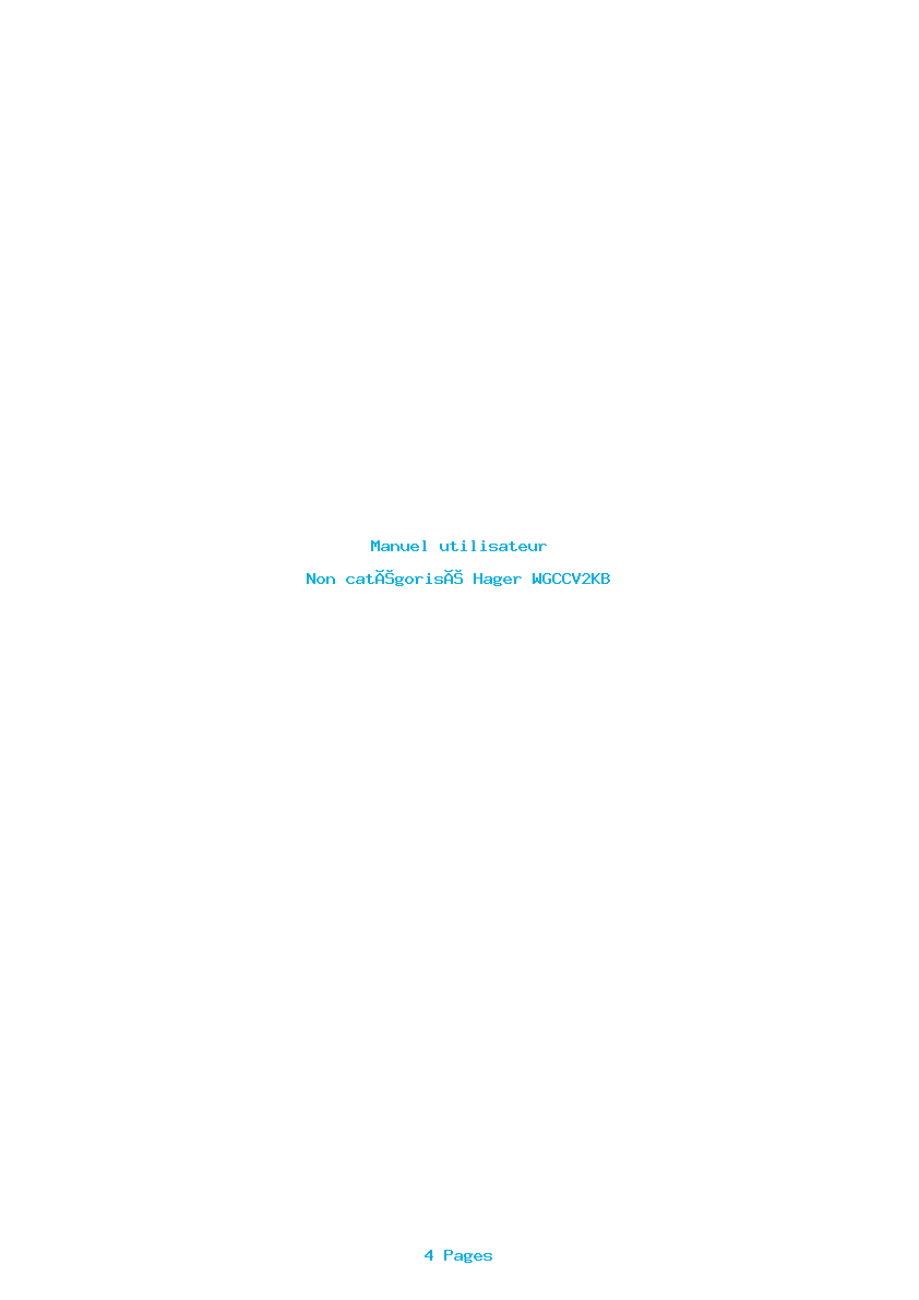 Page 1 de la notice Manuel utilisateur Hager WGCCV2KB