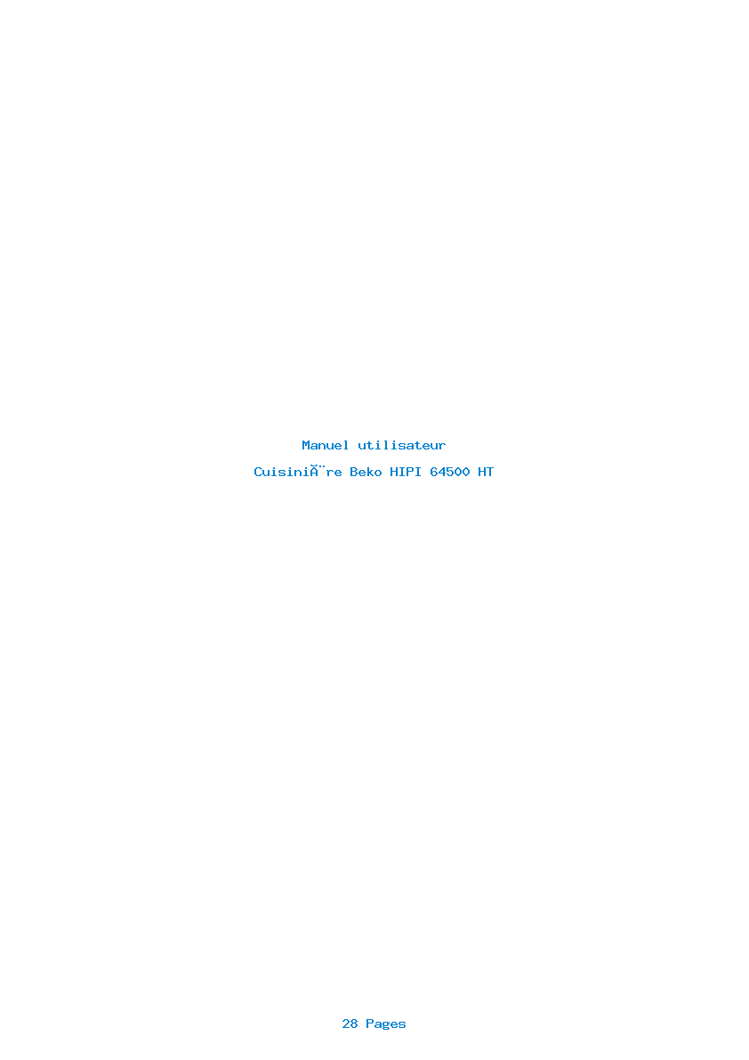 Page 1 de la notice Manuel utilisateur Beko HIPI 64500 HT