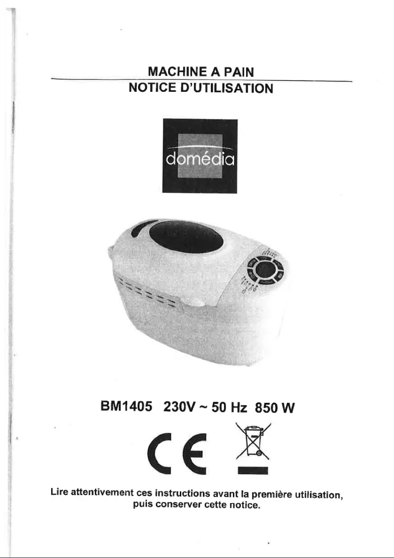 Page 1 de la notice Manuel utilisateur Domédia BM1405
