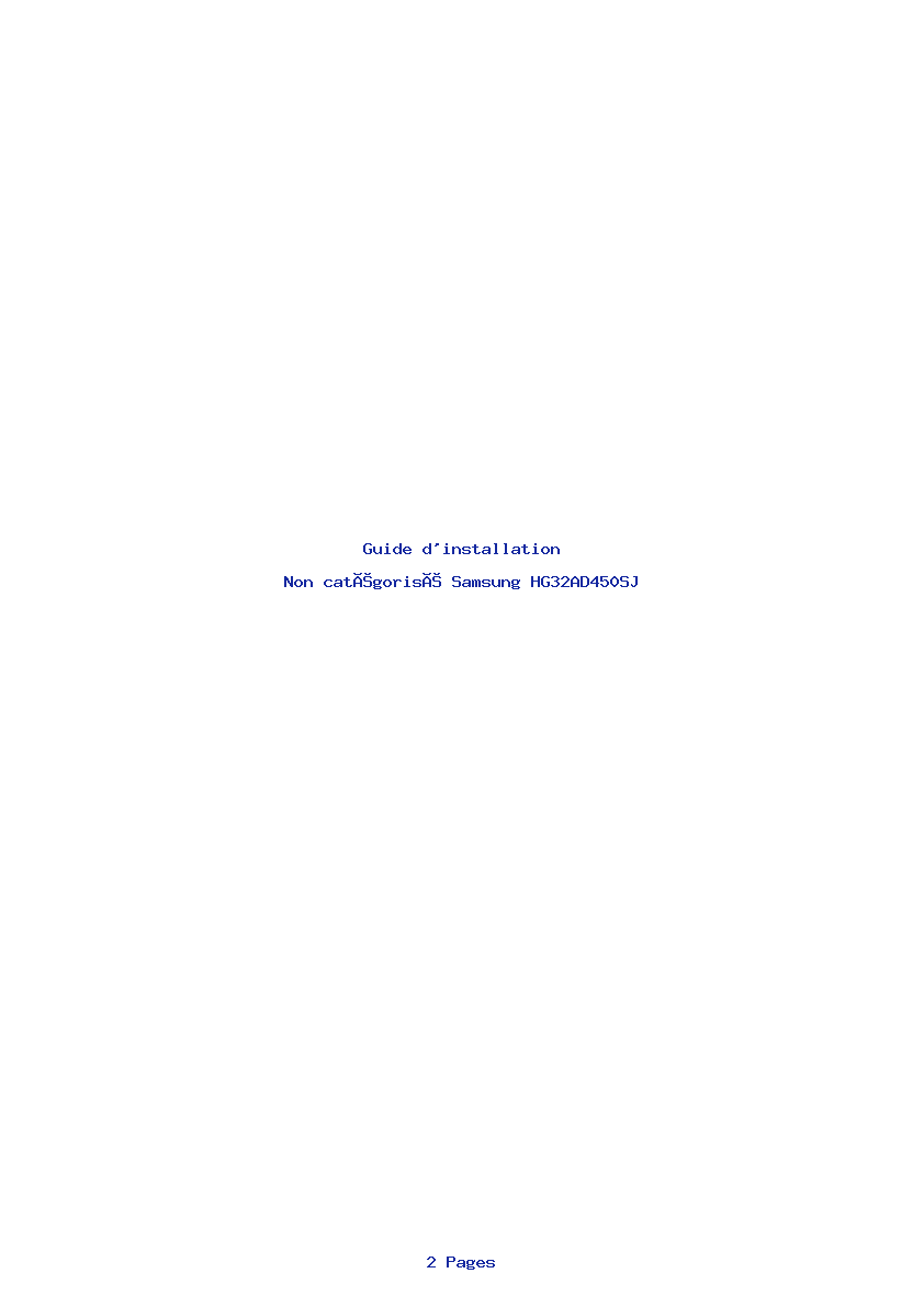 Page 1 de la notice Guide d'installation Samsung HG32AD450SJ