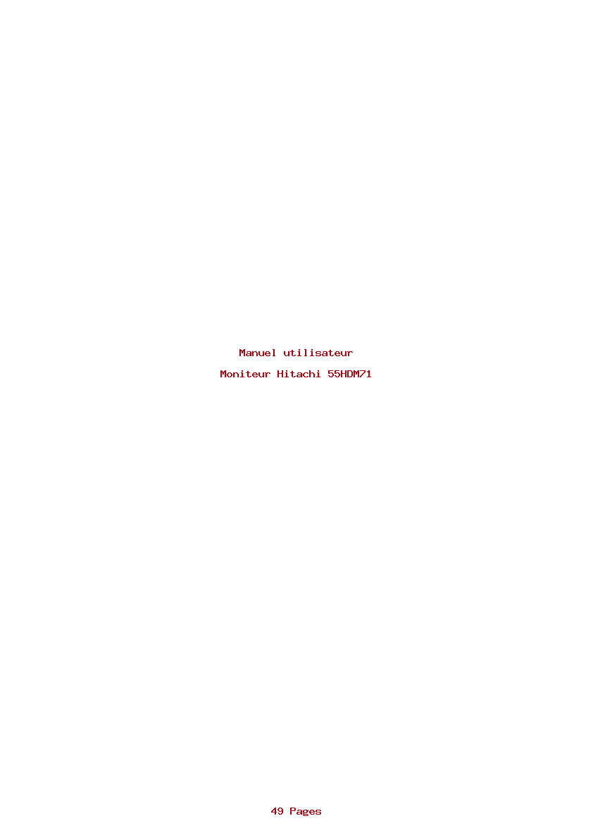 Page 1 de la notice Manuel utilisateur Hitachi 55HDM71