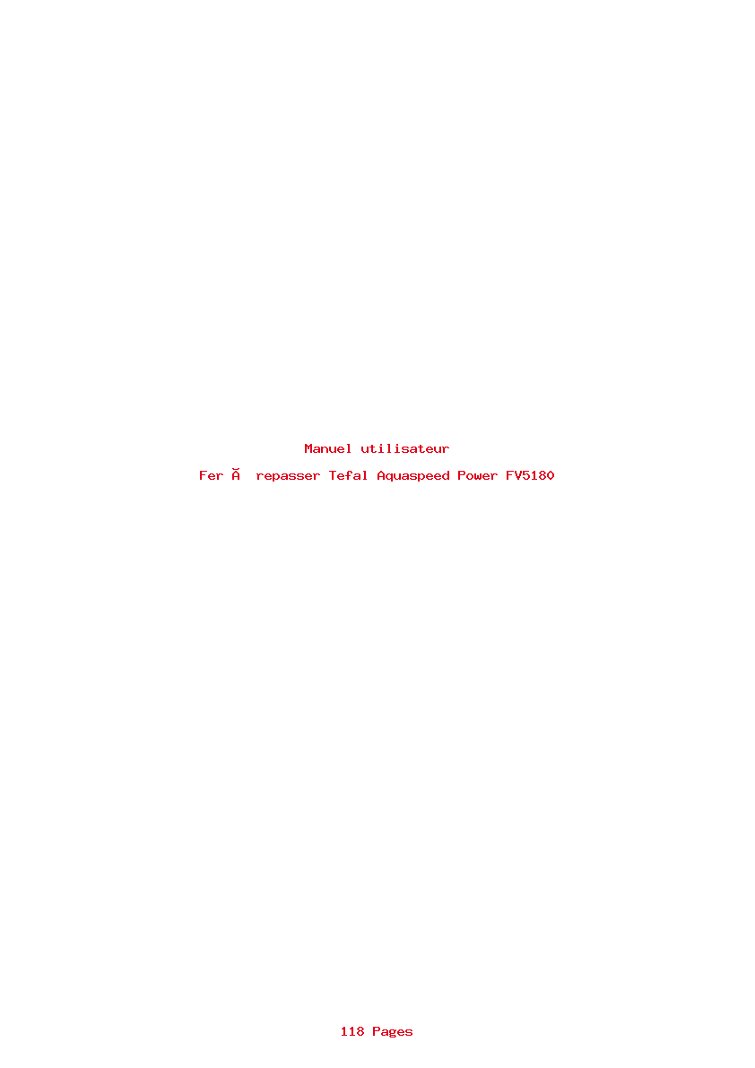 Page 1 de la notice Manuel utilisateur Tefal Aquaspeed Power FV5180